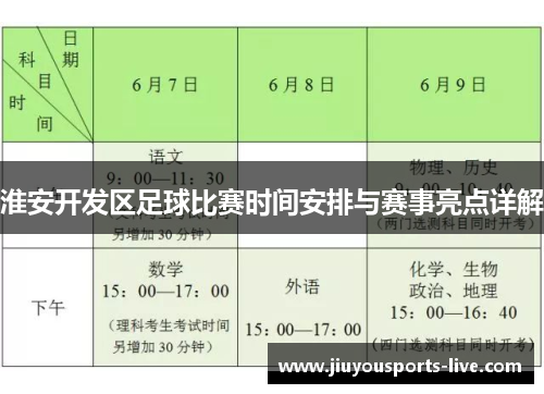 淮安开发区足球比赛时间安排与赛事亮点详解